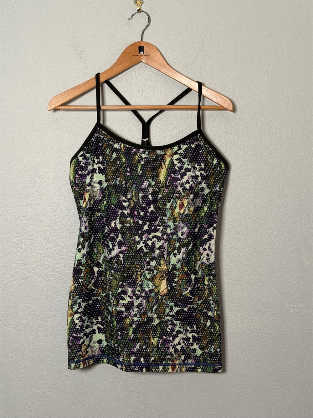 lululemon athletica Power Y Printed Strappy Tank - Black, Green, Purple - 12